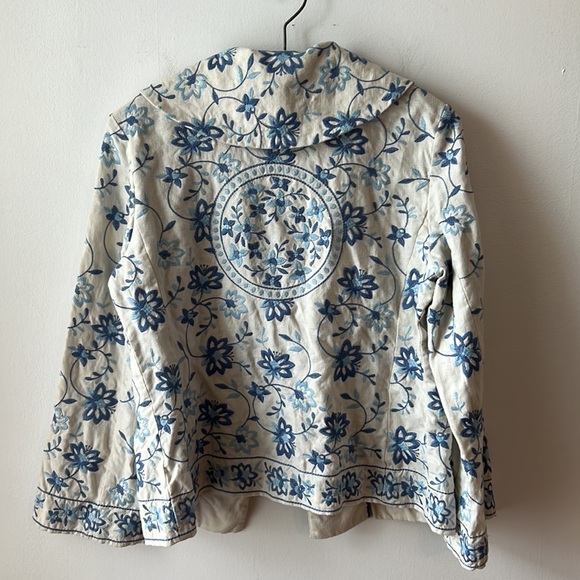 J Jill 100% Linen Floral Embroidered Jacket / Blazer.  Size Petite Small. - Picture 10 of 15